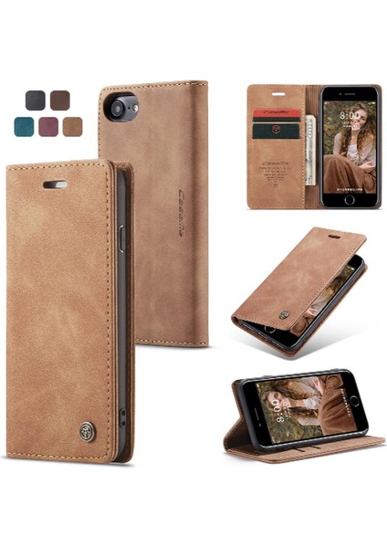 Iphone 7/8 Için Flip Case Manyetik Kapatma Darbeye Vintage Pu Deri (Yurt Dışından)