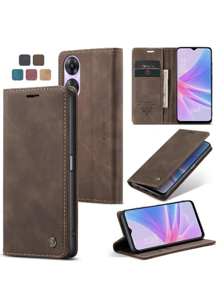 Oppo A78 5g Manyetik Kapatma Için Flip Case Darbeye Vintage Pu Deri (Yurt Dışından)