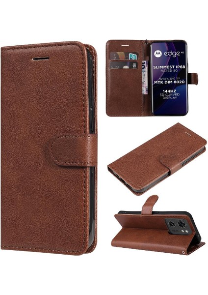 Motorola Kenar 40 5g Için Flip Case Yüksek Kalite Deri Klasik Düz Renk (Yurt Dışından)