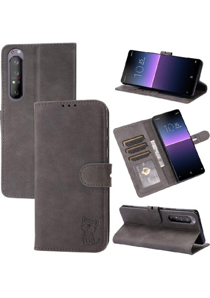 Sony Xperia 1 Iii Için Cüzdan Durumda Tüm Yuvarlak Koruma Kickstand Kabartmalı (Yurt Dışından)