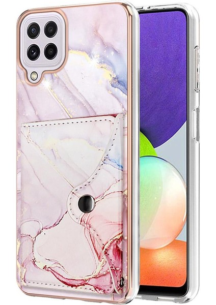 Samsung Galaxy A22 4g Mermer Kart Yuvaları Için Kılıf Ince Cüzdan Yumuşak Tpu (Yurt Dışından)