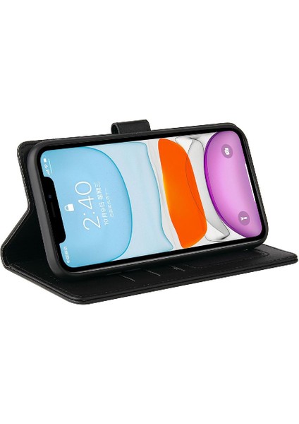 Iphone 11 Için Flip Case Üç Kart Yuvaları Kickstand Premium Deri (Yurt Dışından)