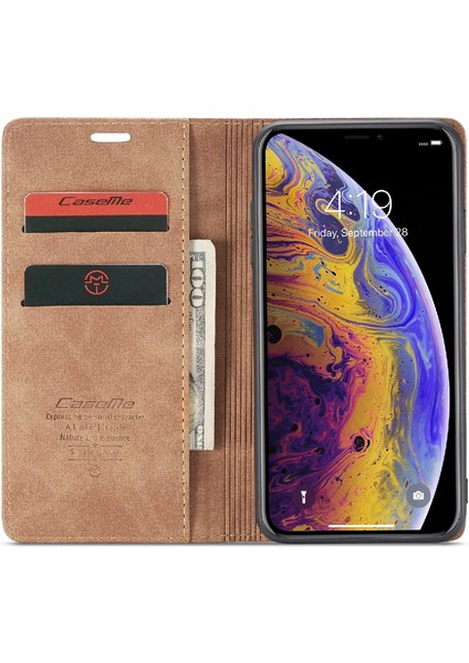 Iphone Xs Max Flip Folio Kitap Kılıf Için Flip Case Kart Yuvası Kickstand Pu (Yurt Dışından)