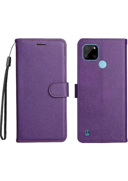 Kart Yuvası Klasik Kılıf ile Realme C21Y Yüksek Kaliteli Deri Için Flip Case (Yurt Dışından)