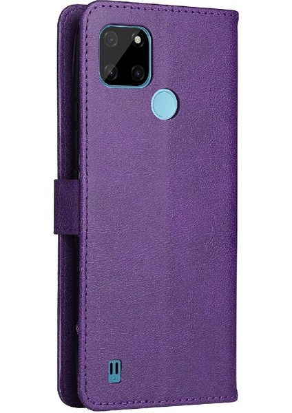 Kart Yuvası Klasik Kılıf ile Realme C21Y Yüksek Kaliteli Deri Için Flip Case (Yurt Dışından)