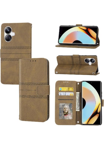 Realme 10 Pro Artı Cüzdan Durumda Pu Deri Kickstand Için Flip Case (Yurt Dışından)
