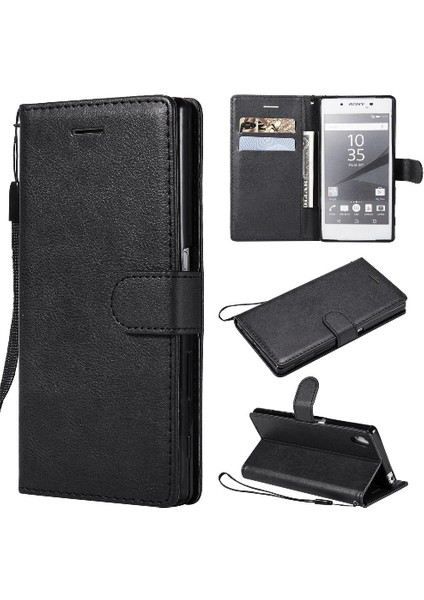 Sony Xperia Z5 Yüksek Kaliteli Deri Klasik Düz Renk ile Flip Case (Yurt Dışından)