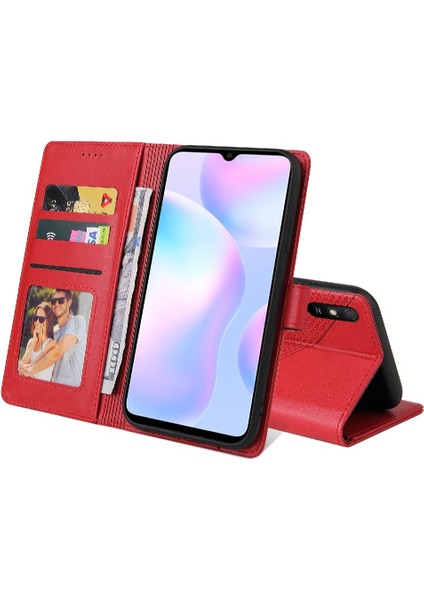 Xiaomi Redmi 9A Üç Kart Yuvaları Premium Deri Kickstand Için Flip Case (Yurt Dışından)