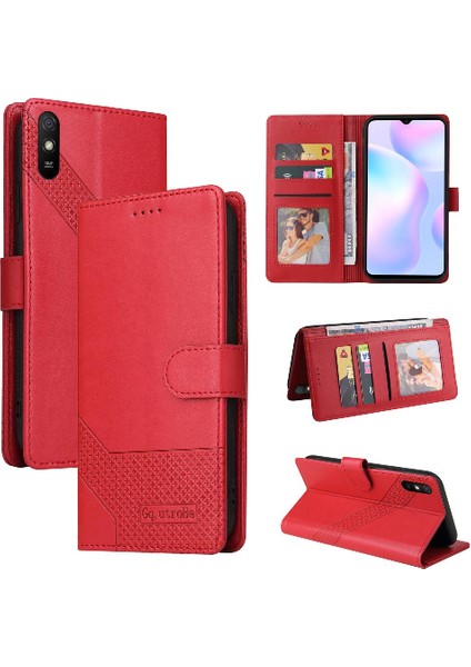 Xiaomi Redmi 9A Üç Kart Yuvaları Premium Deri Kickstand Için Flip Case (Yurt Dışından)
