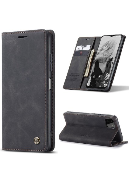 Samsung Galaxy A22 5g Için Flip Case Kart Yuvası Kickstand Manyetik Kapak (Yurt Dışından)