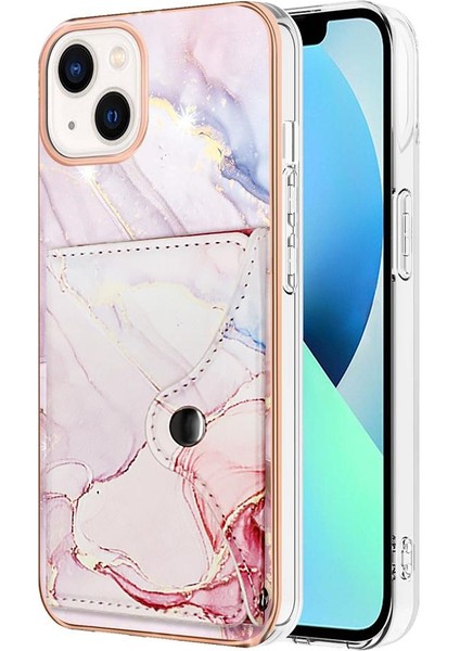 Iphone 14 Için Kılıf Yumuşak Tpu Tampon Mermer Ince Cüzdan Kart Yuvaları (Yurt Dışından)