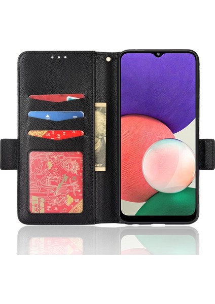 Samsung Galaxy A22 5g Için Kılıf Kart Yuvaları Tutucu Pu Deri Cüzdan Yan (Yurt Dışından)