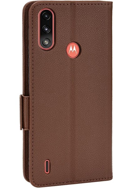 Motorola Moto E7 Güç Cüzdan Pu Deri Yan Toka Manyetik (Yurt Dışından)