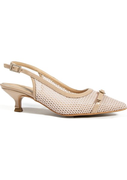 Goese Bej File-Rugan Kadın Sivri Burun Topuklu Ayakkabı