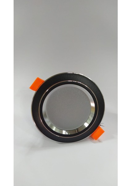 1 Adet 5 Watt LED Spot Lamba 3 Renk Siyah Kasa + Krom Çizgili Tak Çalıştır ( Delik Çapı 7 cm )