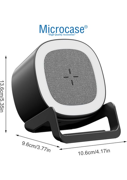 4in1 Kablosuz Şarj Bluetooth Hoparlör Telefon Standı LED Lamba 15W -AL4385