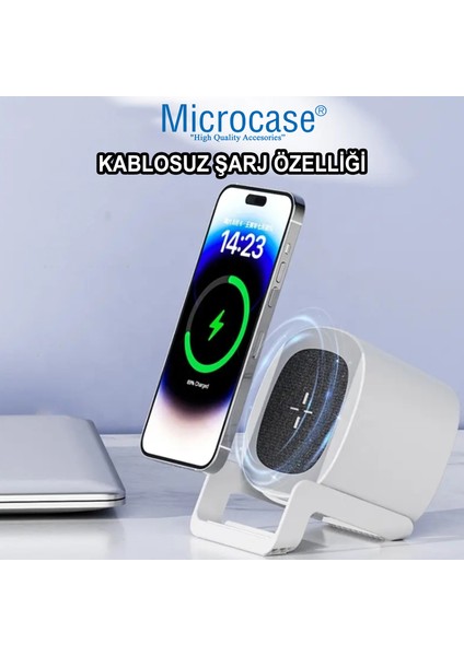 4in1 Kablosuz Şarj Bluetooth Hoparlör Telefon Standı LED Lamba 15W -AL4385