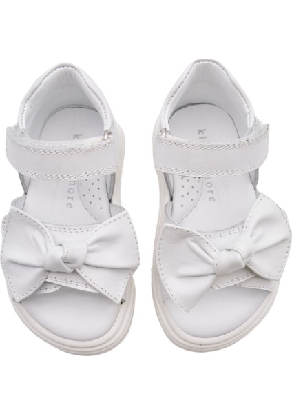 Katty Çift Cırtlı Fiyonk Detaylı Hakiki Deri Kız Bebek Sandalet Beyaz indirimleri