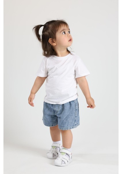 Cloe Tek Cırtlı Arkası Kapalı Hakiki Deri Kız Bebek Sandalet Beyaz fırsatları