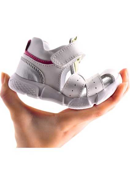 Cloe Tek Cırtlı Arkası Kapalı Hakiki Deri Kız Bebek Sandalet Beyaz indirimleri