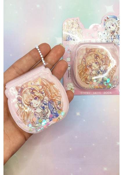 Sulu Pullu Anahtarlıklı Not Defteri (7x7 Cm) - Turuncu Saçlı Anime modelleri