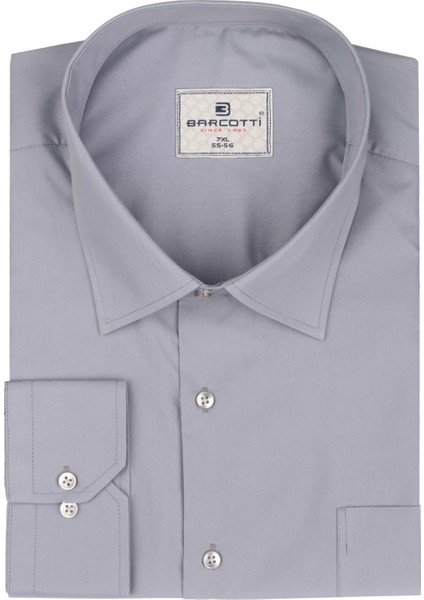 Erkek Büyük Beden 118-191 Kilo Arası Için Uygun Cepli Klasik Gömlek Gri fiyatları