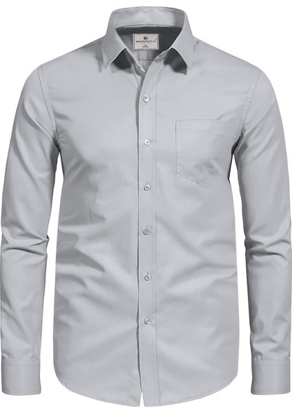 Erkek Büyük Beden 118-191 Kilo Arası Için Uygun Cepli Klasik Gömlek Gri modelleri