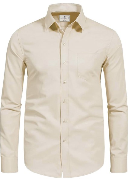 Erkek Büyük Beden 118-191 Kilo Arası Için Uygun Cepli Klasik Gömlek Bej modelleri