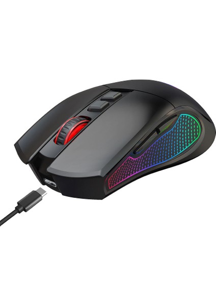 Crossfire Air V1 Kablosuz 10000 Dpi Pixart PMW3325 Sensör Makro Yazılımlı Chromatic RGB Kablosuz Gaming Mouse - Siyah (2.4 GHz Kablosuz + BT5.1 + Type-C ile Kullanım Desteği)