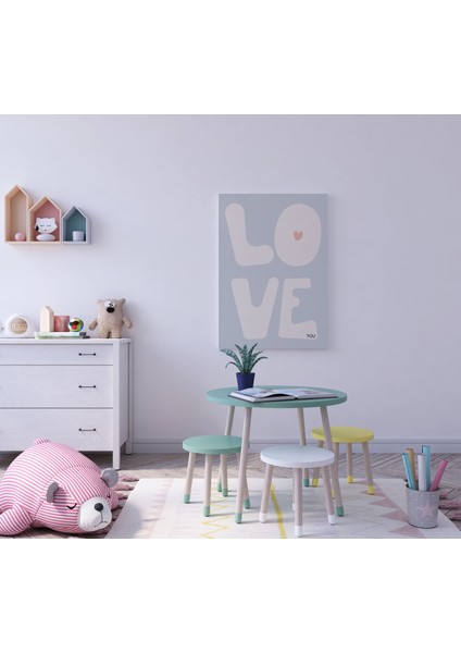 Love You Minimalist Kanvas Tablo - Bebek Odası Dekorasyon - Çocuk Odası Tablo