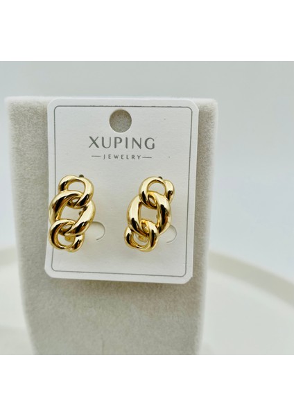 Xupıng Jewelry 14 Ayar Altın Kaplama, Zincir Küçük Model Küpe