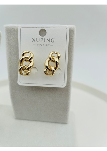 Xupıng Jewelry 14 Ayar Altın Kaplama, Zincir Küçük Model Küpe