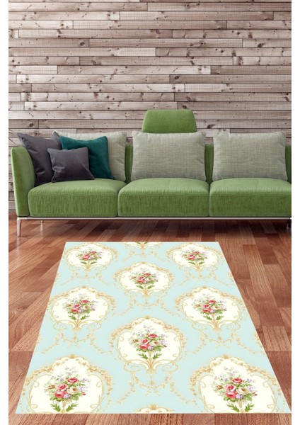 Mint Zemin Floral Desen Yıkanabilir Kaymaz Taban Leke Tutmaz Salon Halısı fiyatları