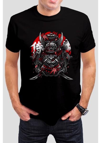 Vampir Samurai Baskılı Siyah Unisex Tişört C496