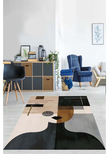 Minimalist Dekoratif Yıkanabilir Kaymaz Taban Leke Tutmaz Salon Halısı