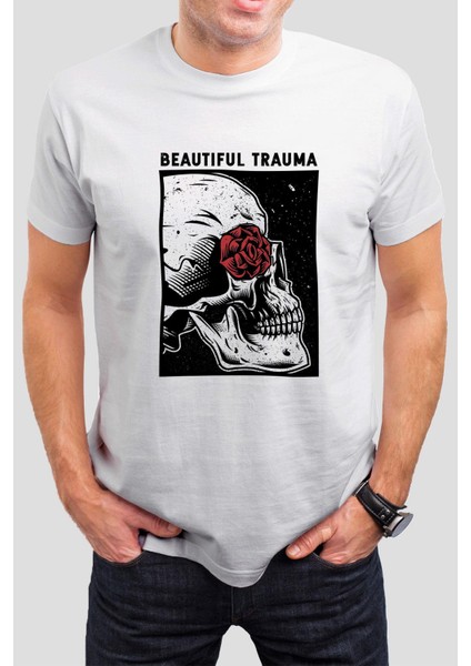 Kuru Kafa Baskılı Beyaz Unisex Tişört C543