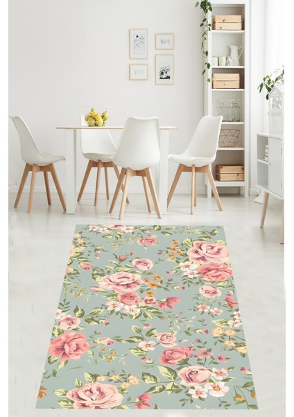 Vintage Gül Bukeleri Desen Çiçekli Yıkanabilir Kaymaz Taban Leke Tutmaz Salon Halısı Yoluk fiyatları