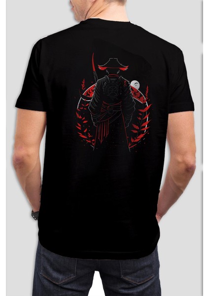 Samurai Baskılı Siyah Unisex Tişört C538