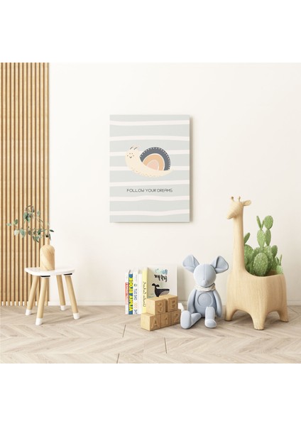 Salyangoz Minimalist Kanvas Tablo - Bebek Odası Dekorasyon - Çocuk Odası Tablo