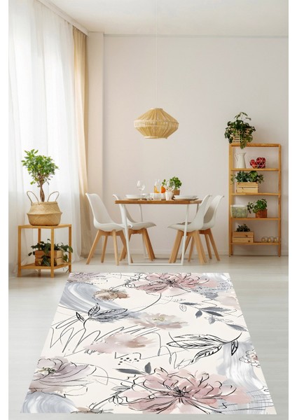 Soyut Desenler Bohem Yıkanabilir Kaymaz Taban Leke Tutmaz Salon Halısı