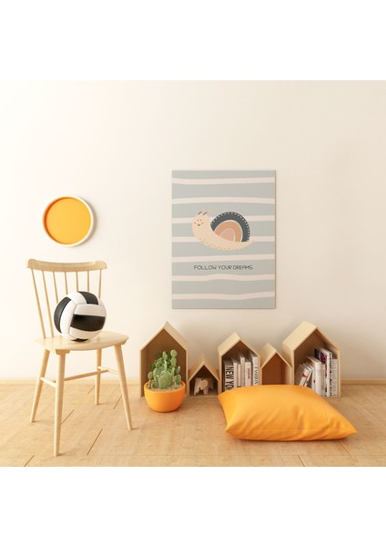 Salyangoz Minimalist Kanvas Tablo - Bebek Odası Dekorasyon - Çocuk Odası Tablo modelleri