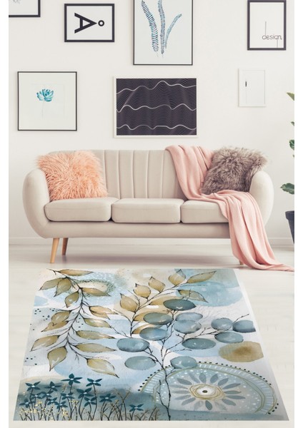 Yaprak ve Çiçek Desenli Modern Yıkanabilir Kaymaz Taban Leke Tutmaz Salon Halısı fiyatları