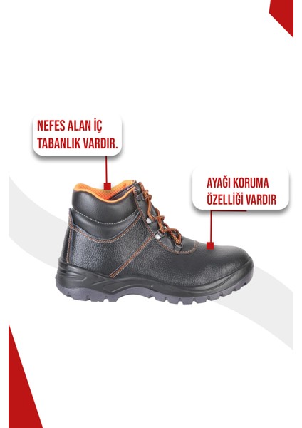 023 S2 Baskılı Deri Çelik Burun Iş Botu