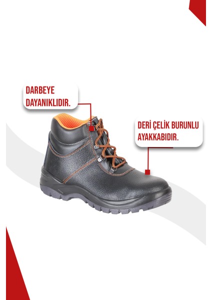 023 S2 Baskılı Deri Çelik Burun Iş Botu