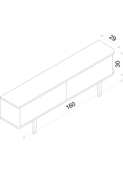 Pollux Country 2 Kapaklı (Üstten Açılır) Ahşap Ayaklı 160 cm Tv Ünitesi