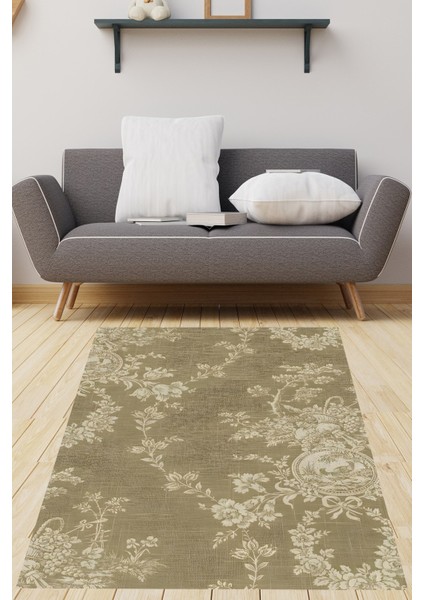 Vintage Kuş Çiçek Temalı Yıkanabilir Kaymaz Taban Leke Tutmaz Salon Halısı fiyatları