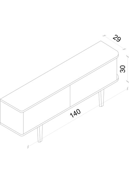 Pollux Country 2 Kapaklı (Üstten Açılır) Ahşap Ayaklı 140 cm Tv Ünitesi