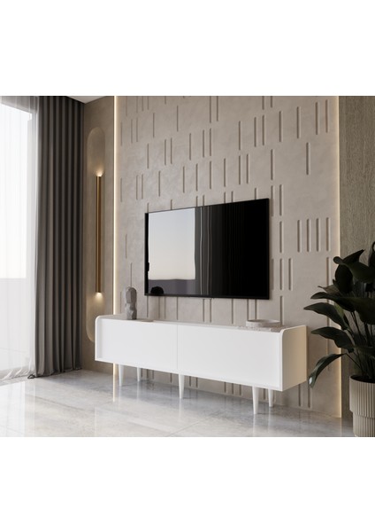 Rigel Country Mdf 2kapaklı (Üstten Açılır) Ahşap Ayaklı 180 cm Tv Ünitesi