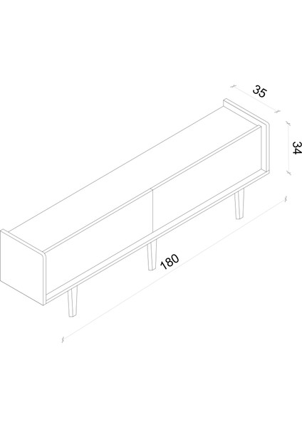 Rigel Country Mdf 2kapaklı (Üstten Açılır) Ahşap Ayaklı 180 cm Tv Ünitesi