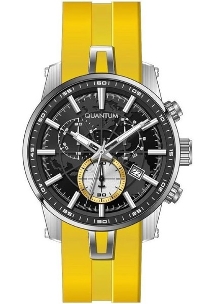 Erkek Yeni Model Slikonlu Sarı Renk Fonksiyonlu Takvimli Orjinal Kol Saati + Hakiki Deri Kartlık Cüzdan Hediyeli